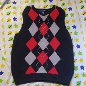 Basic Editions Boys 10/12 Argyle Cotton Knit Sweater Vest 🌏5/$10🌏